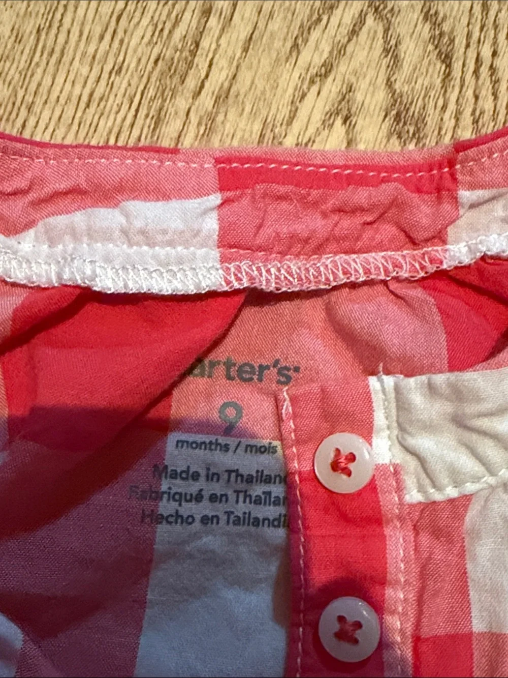 Carter's Red & White Gingham Short-Sleeve Top